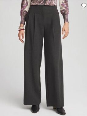 Chico's Wide-Leg Tailored Pants in Dark Charcoal